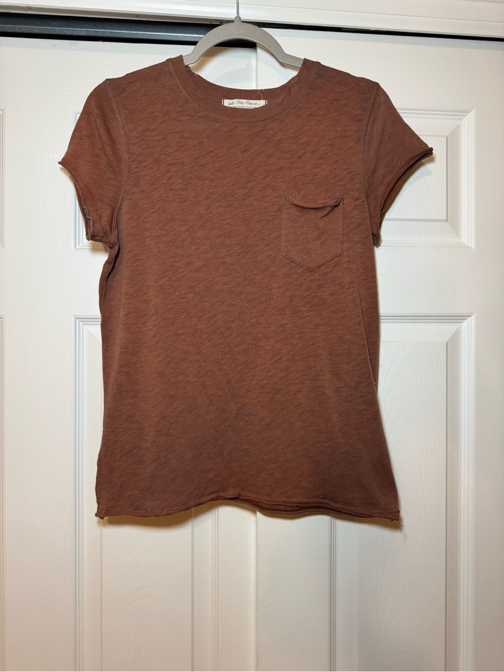 Free People Rust Short Sleeve Pocket Tee